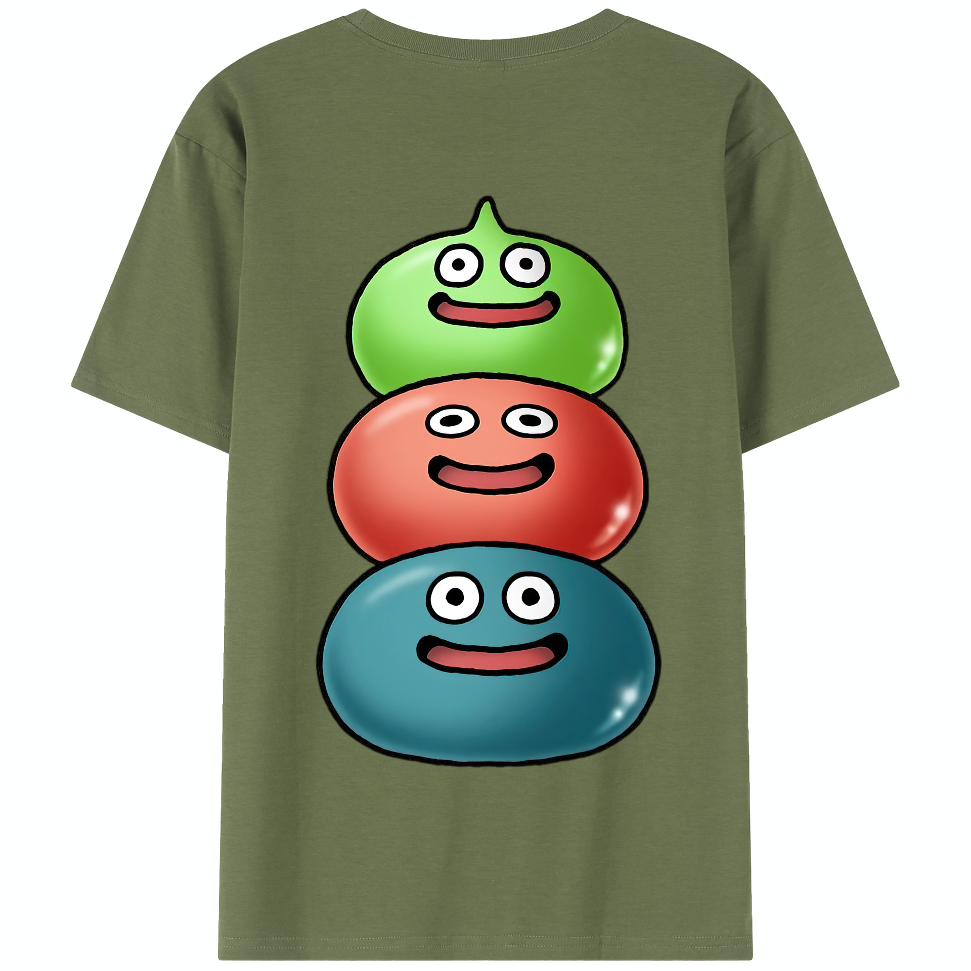 （画像用） ドラゴンクエスト Doragon Kuesuto Dragon Quest 綿100％半袖Tシャツ（背面プリント）
